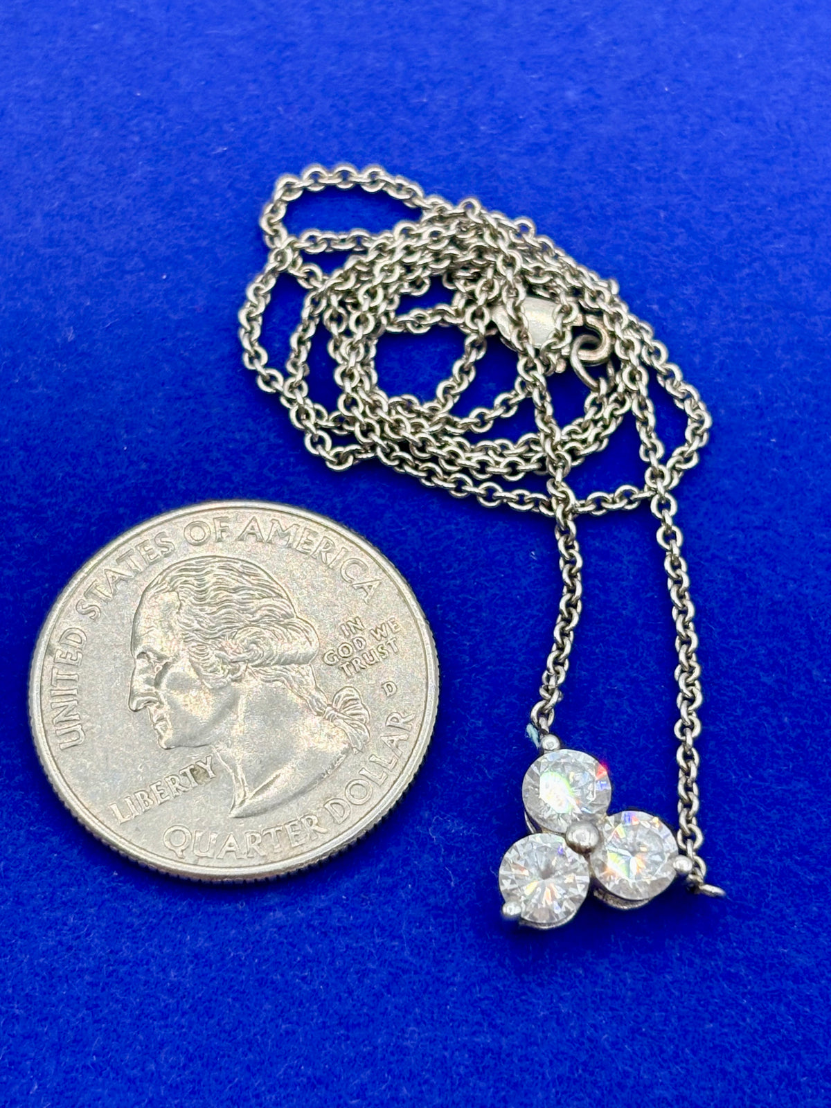 Sterling Silver Triple CZ Necklace