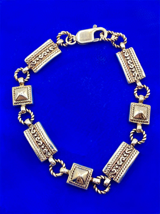 Sterling Silver Ornate Panel Bracelet