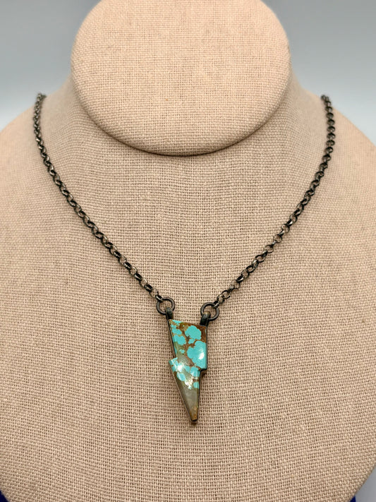 Sterling Silver Native Alfred Martinez Turquoise Lighting Bolt Necklace