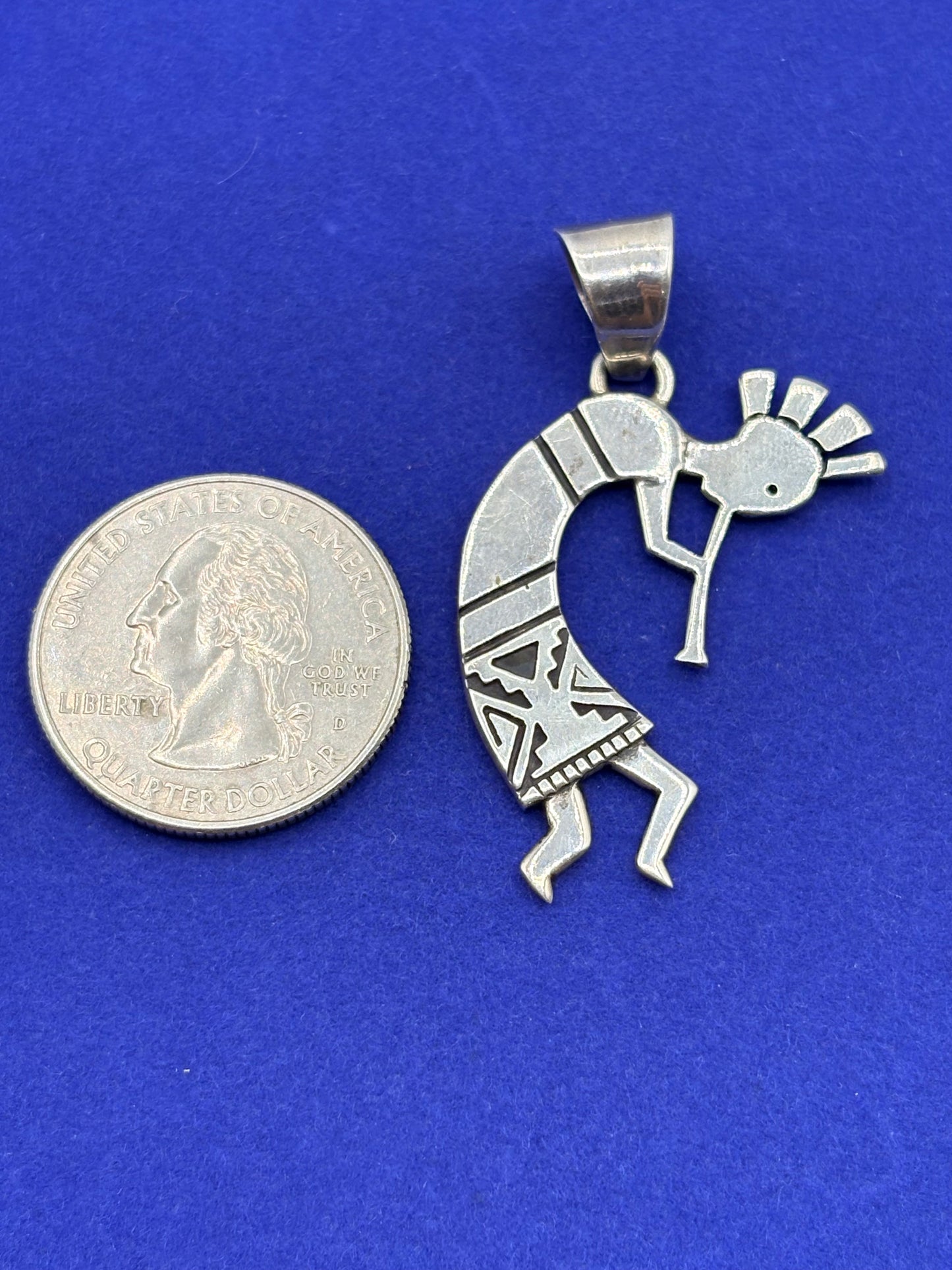 Sterling Silver Touch of Santa Fe Calvin Begay Native Kokopelli Pendant