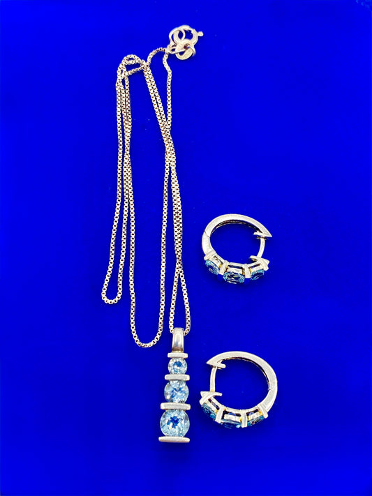 Sterling Silver Ross Simmons Light Blue Topaz Jewelry Set