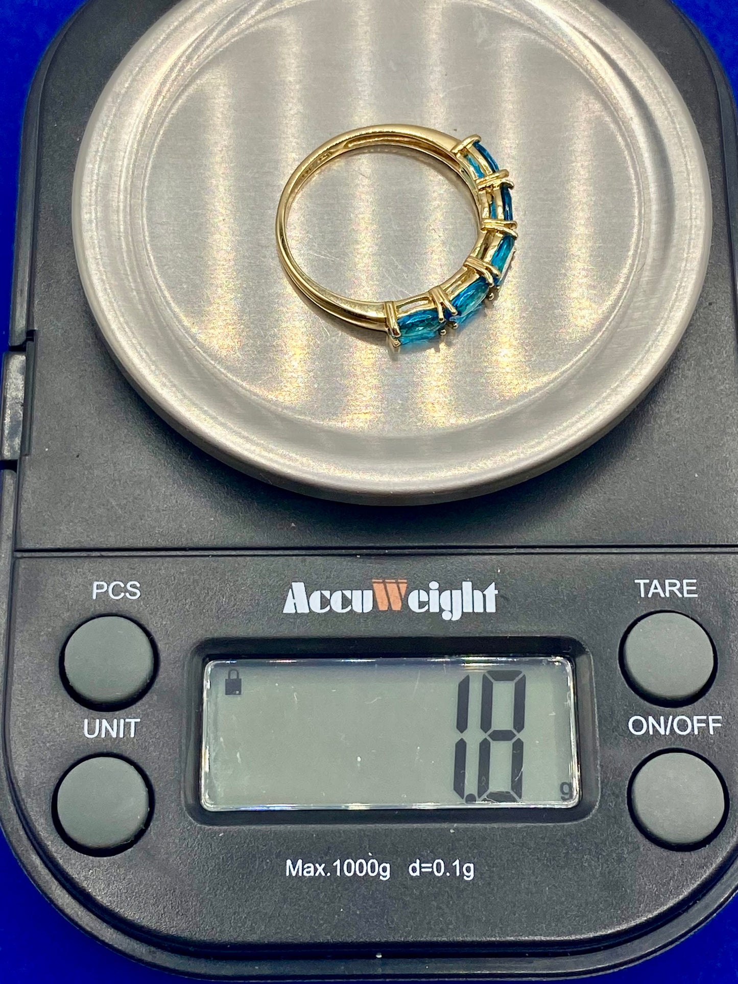 14K Gold Dainty Blue Apatite Ring