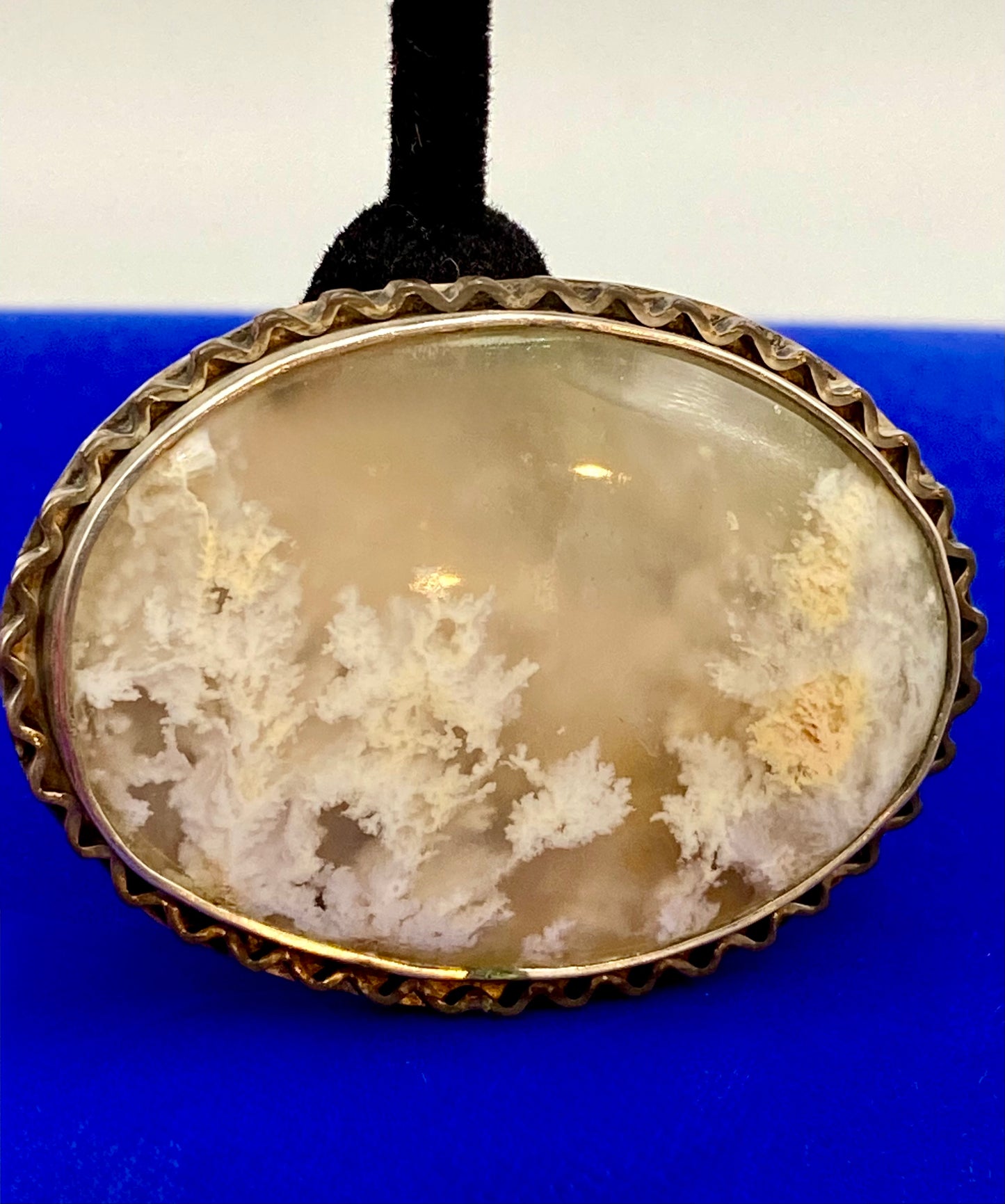 Vintage Sterling Silver Artisan Agate Brooch