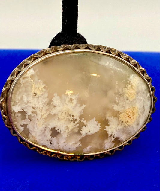 Vintage Sterling Silver Artisan Agate Brooch