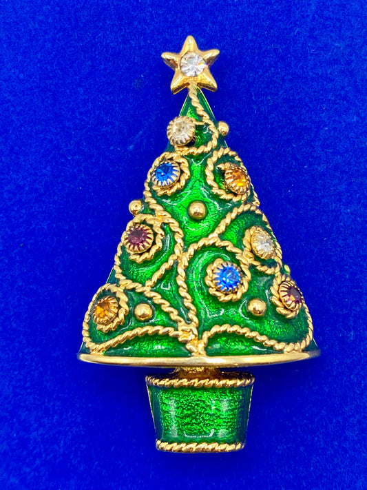 Christmas Tree Brooch w/ Earrings