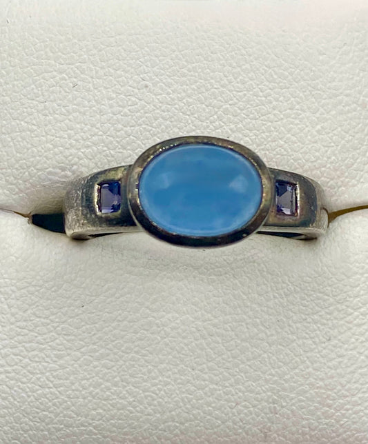 Sterling Silver Blue Jade & Tanzanite Ring