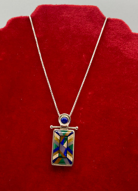 Whitney Kelly Sterling Silver Inlay Gemstone Pendant Necklace