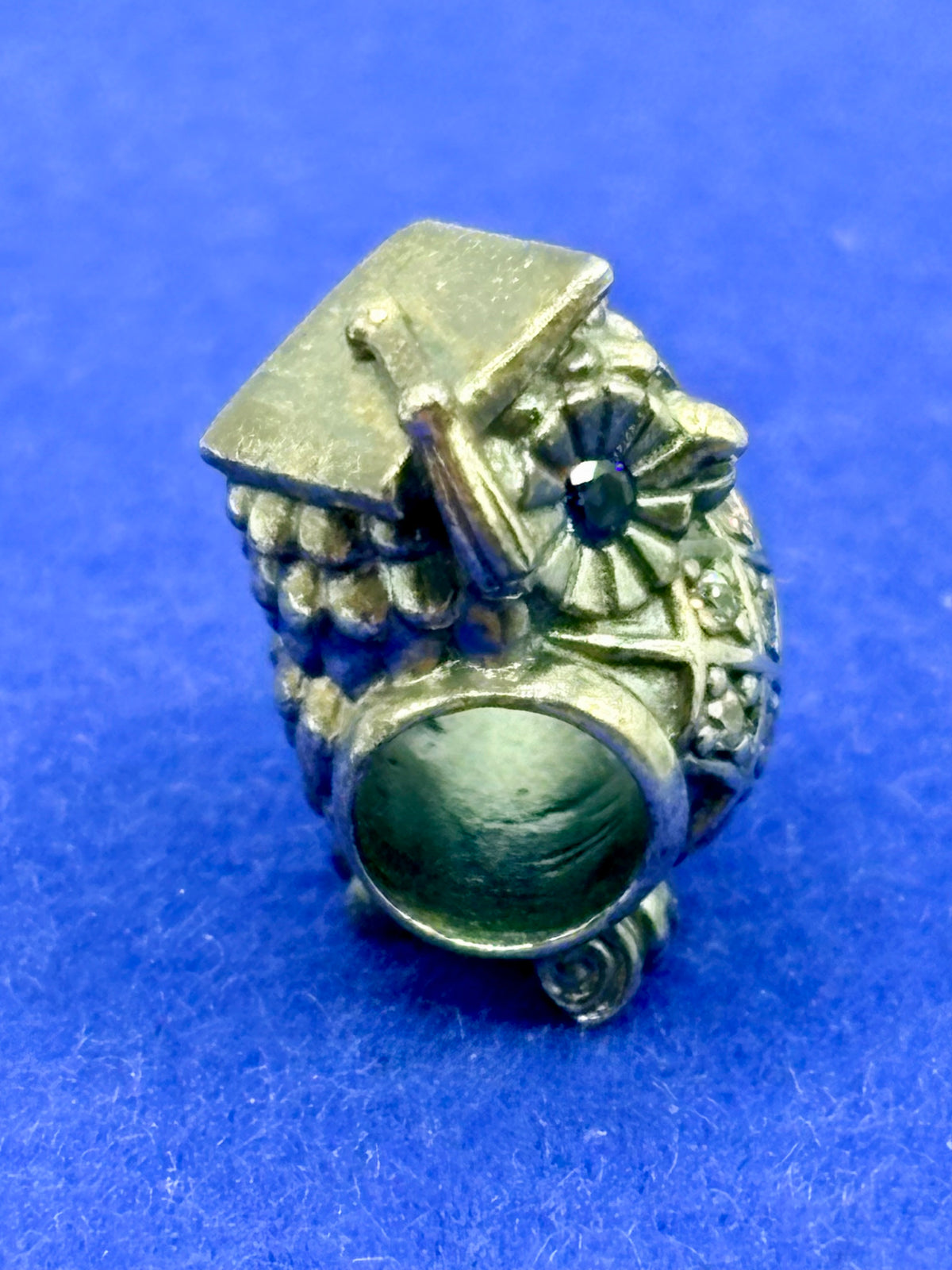Pandora Sterling Silver CZ & Blue Crystal Graduate Owl Charm Bead