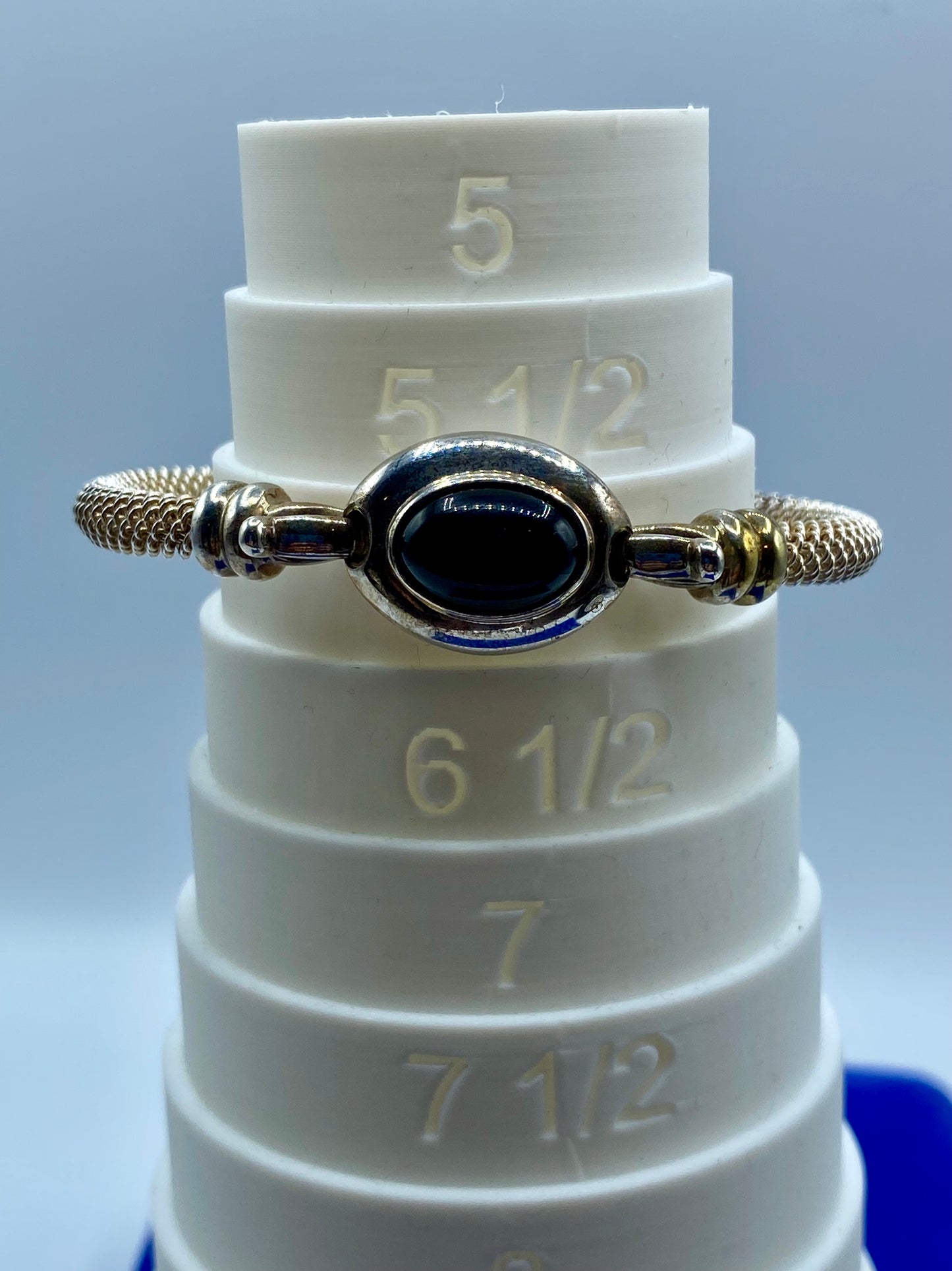 Joseph Esposito Sterling Silver Black Onyx Bangle Bracelet
