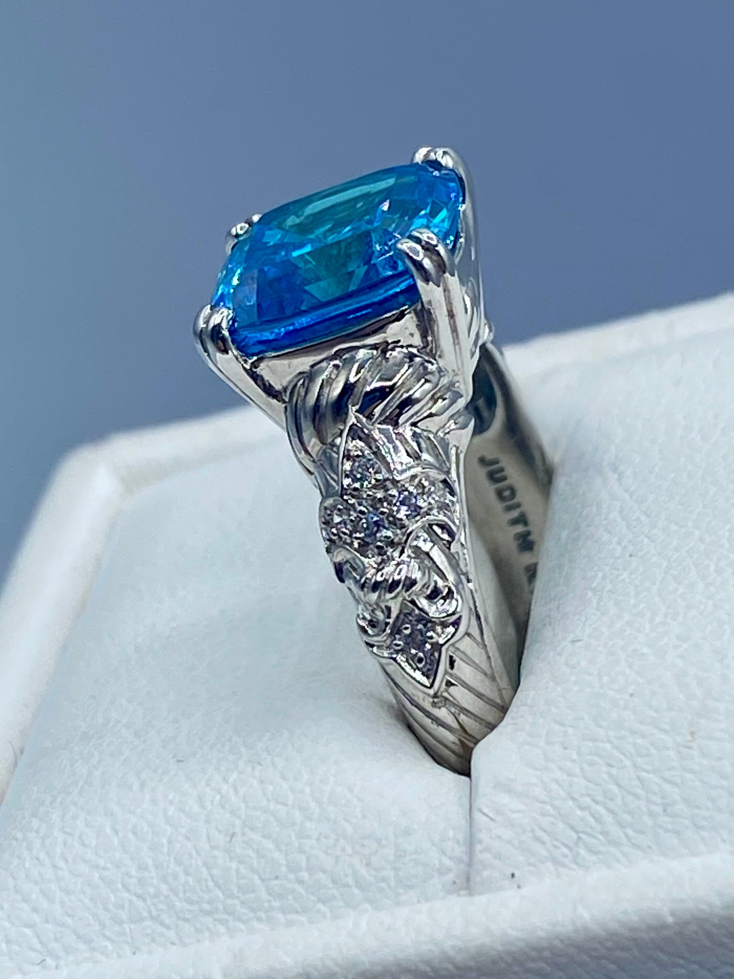 Sterling Silver Judith Ripka Blue Topaz & CZ Ring