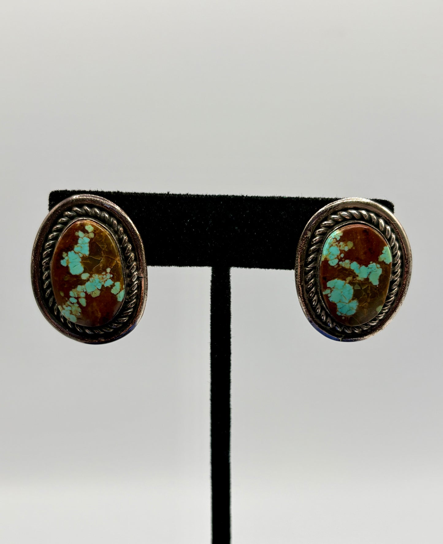Sterling Silver Native Robert Livingston Turquoise Earrings