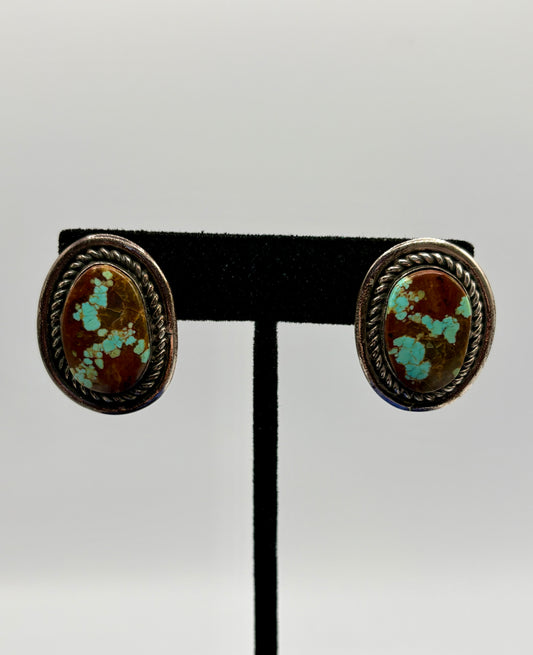 Sterling Silver Native Robert Livingston Turquoise Earrings