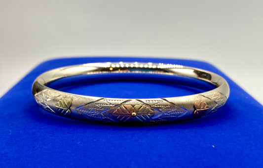 Sterling Silver w/12K Black Hills Gold Bangle Bracelet