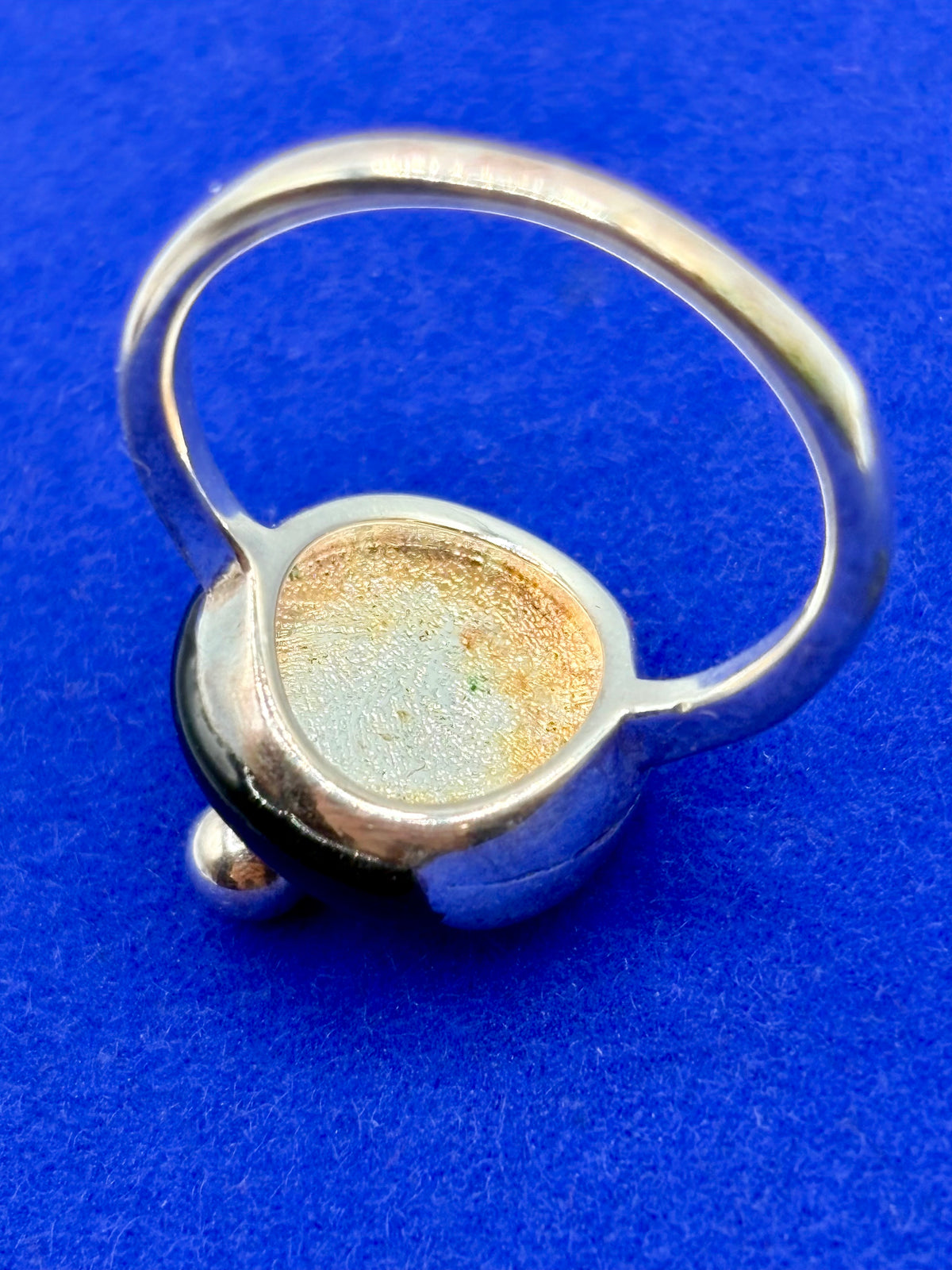 Sterling Silver Black Enamel Round  Ring