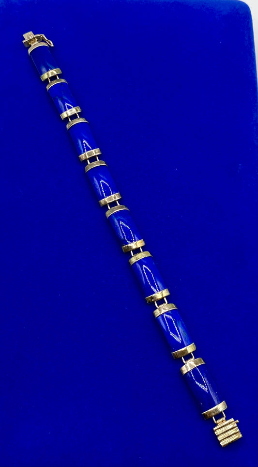 Sterling Silver Lapis Panel Bracelet