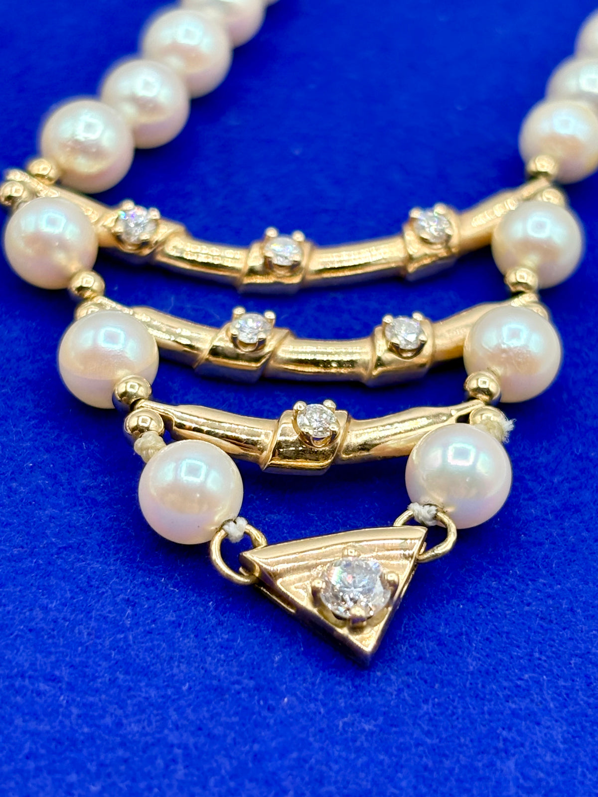 Beautiful Vintage 14K Yellow Gold & Freshwater Pearl Bib Necklace