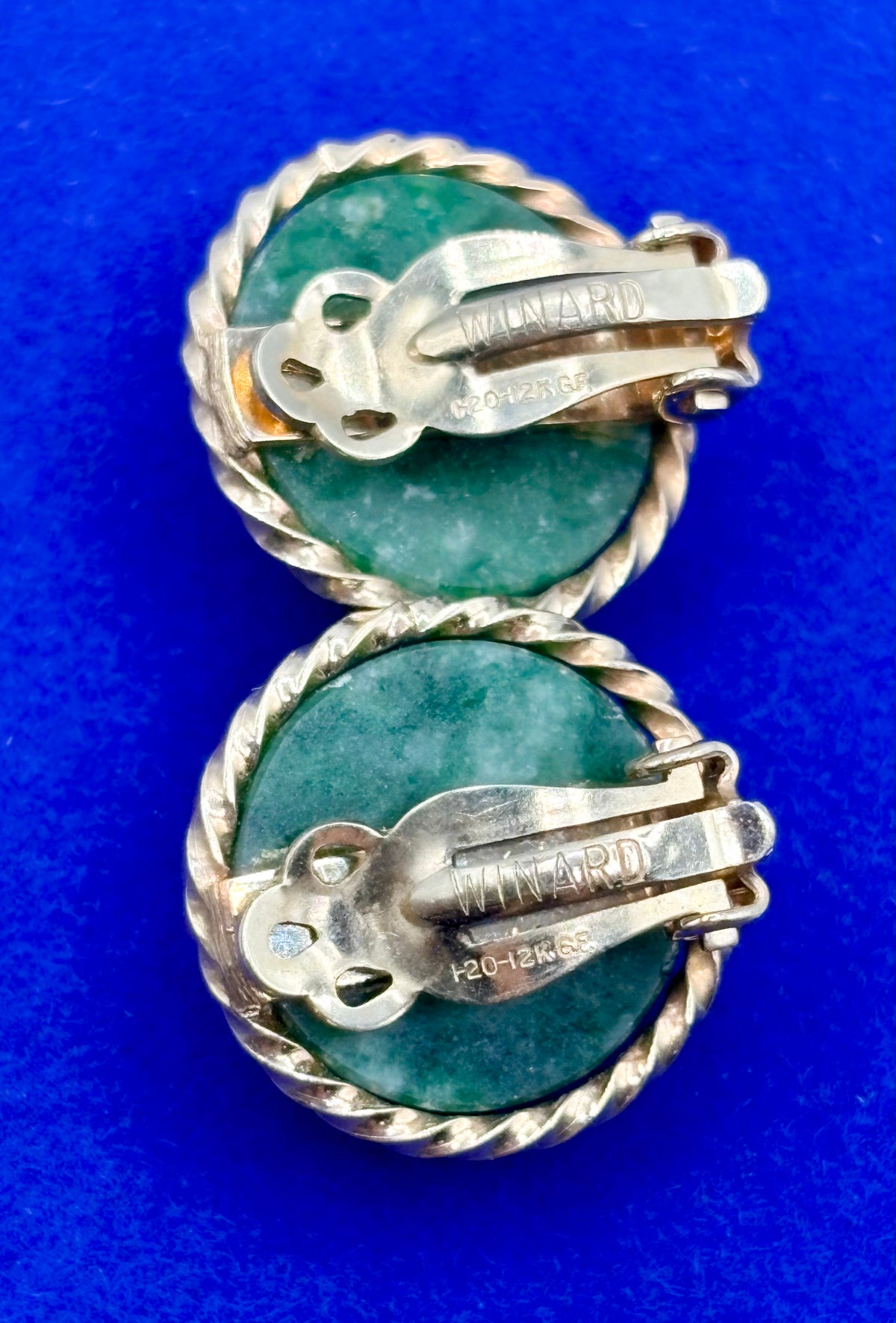 Vintage Winard 1/20-12KT Gold Filled Jade Clip Ons