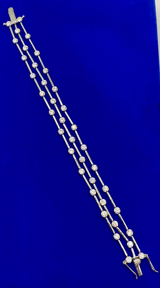 Sterling Silver CZ Multi Strand Tennis Bracelet