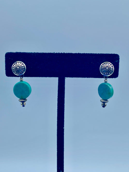 Sterling Silver Round Turquoise Dainty Earrings