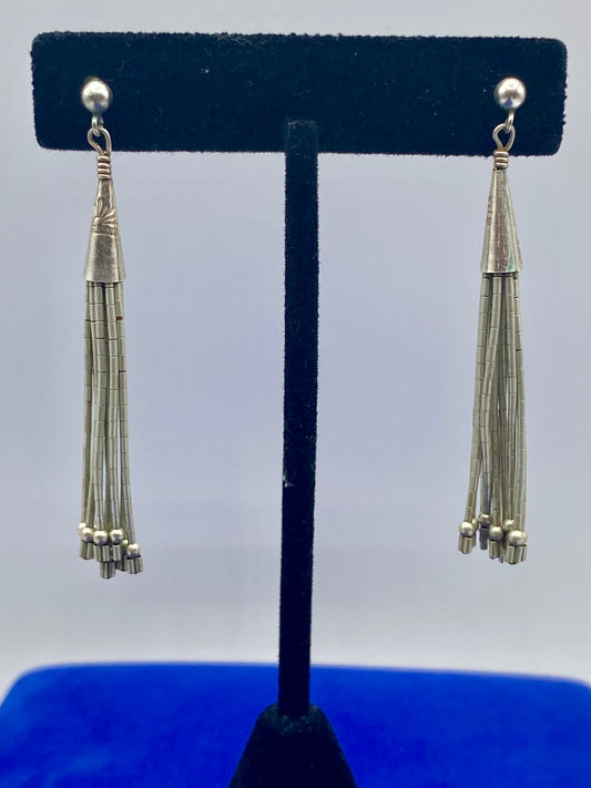 Vintage Native American Sterling Liquid Silver Earrings