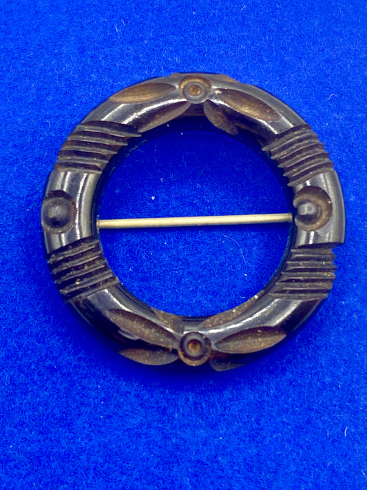 Carved Bakelite Brooch