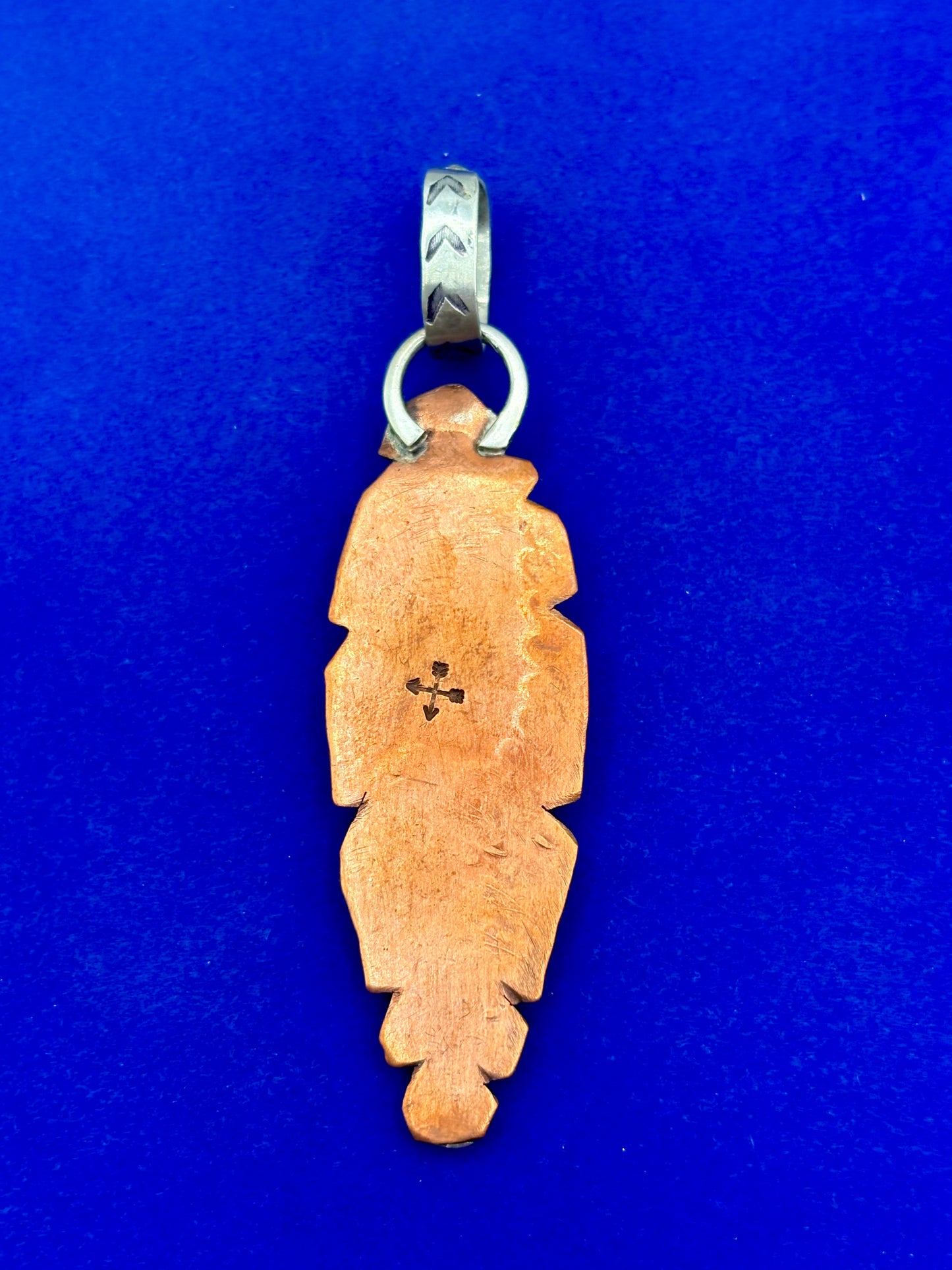 Sterling Silver & Copper Southwestern Turquoise Feather Pendant