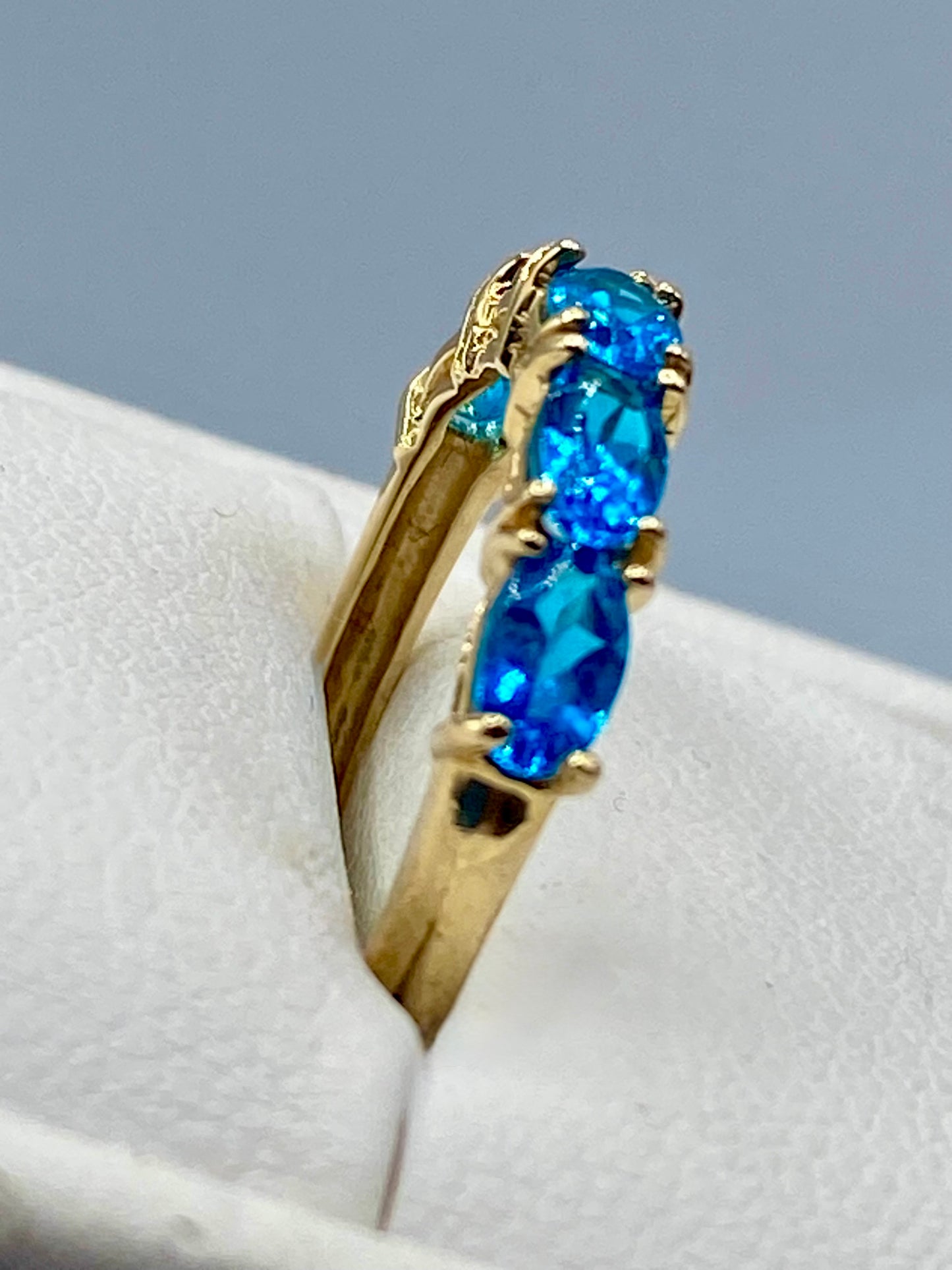 14K Gold Dainty Blue Apatite Ring