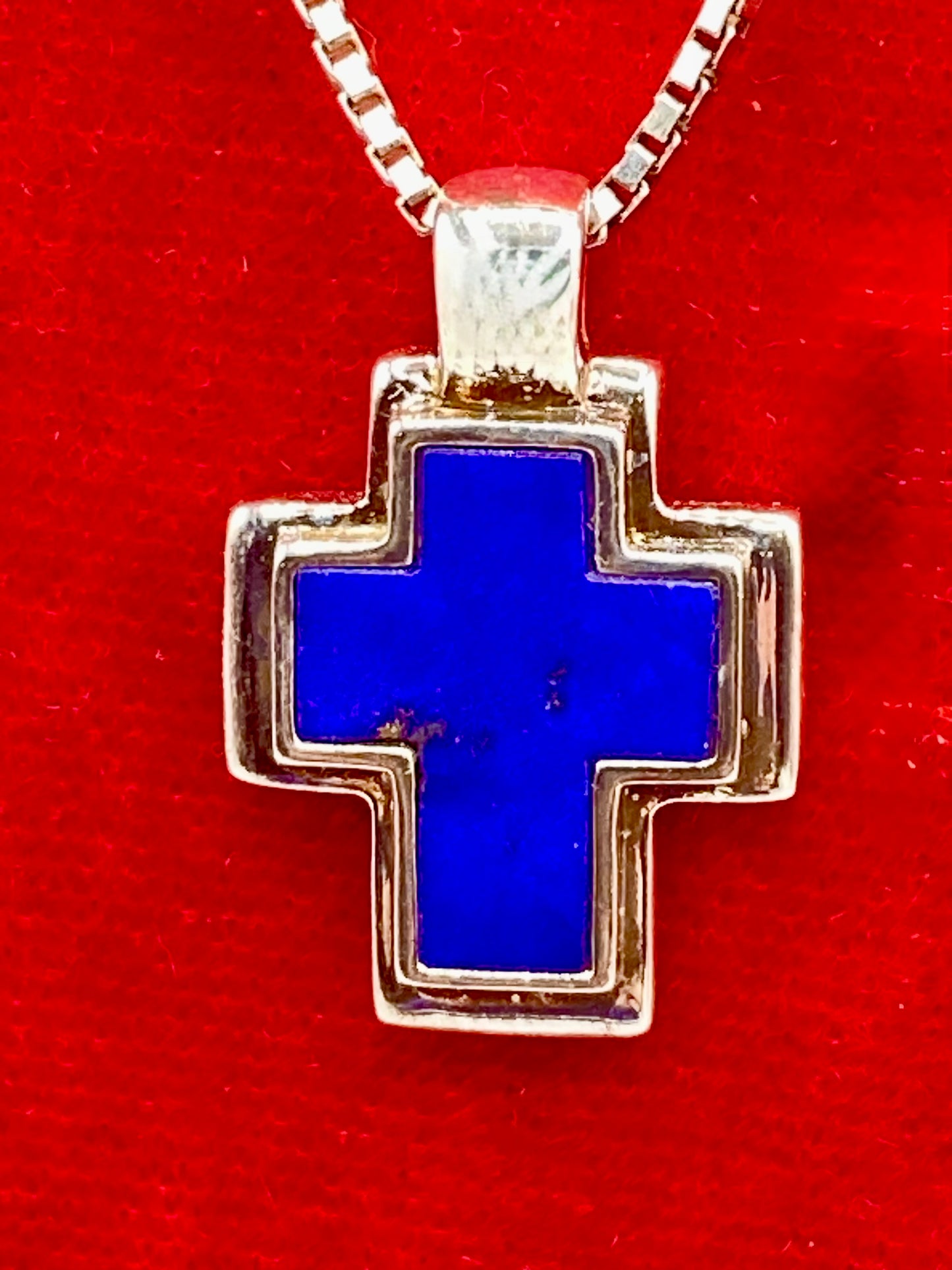 Sterling Silver Lapis Lazuli Cross Necklace