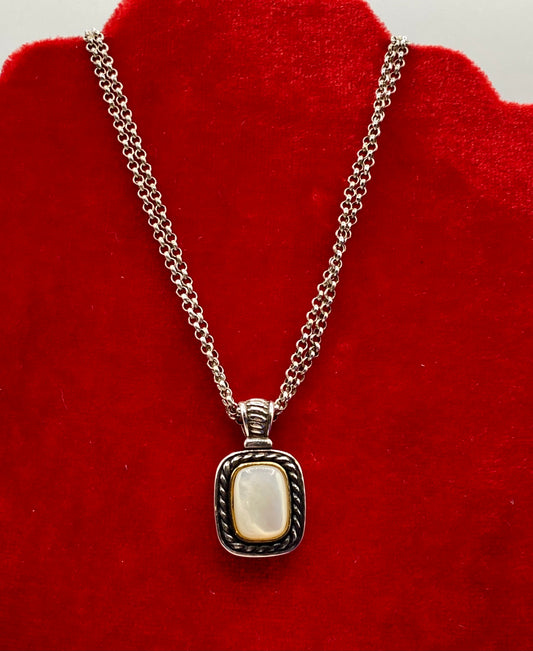 GV Sterling Silver & 14K Mother of Pearl Necklace