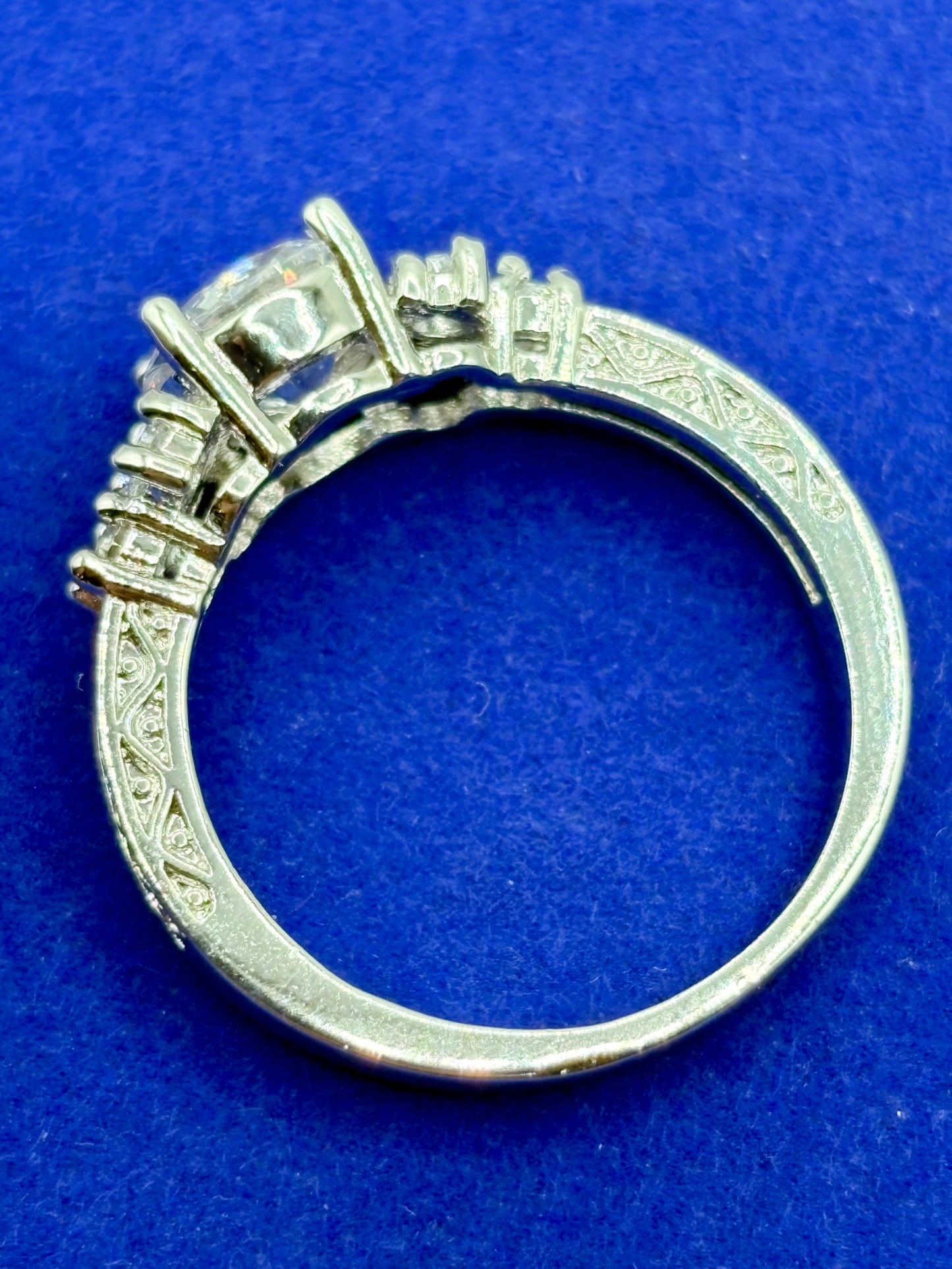 Silver Tone CZ Costume Ring