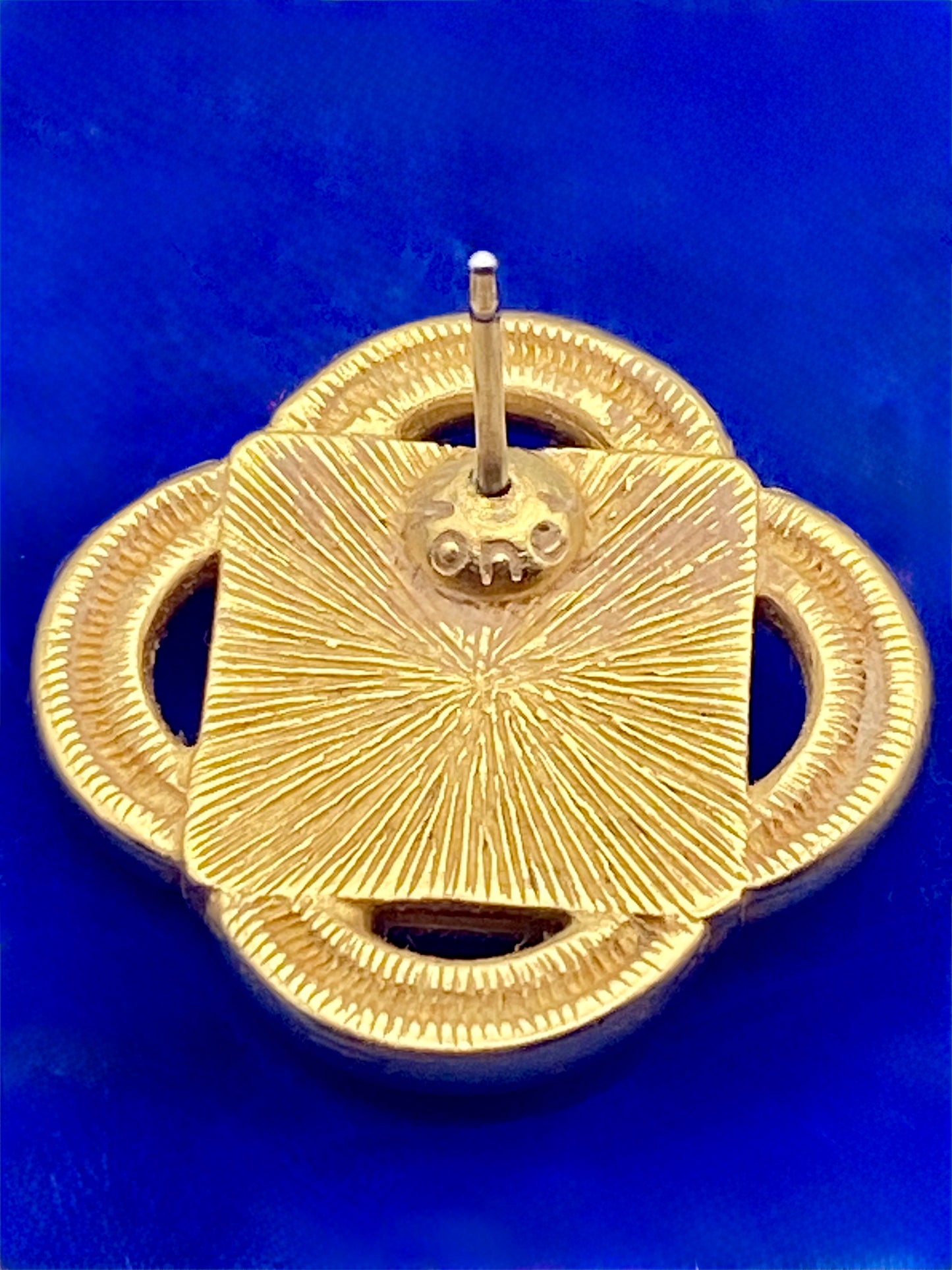 Monet Gold Tone Purple Glass Earrings