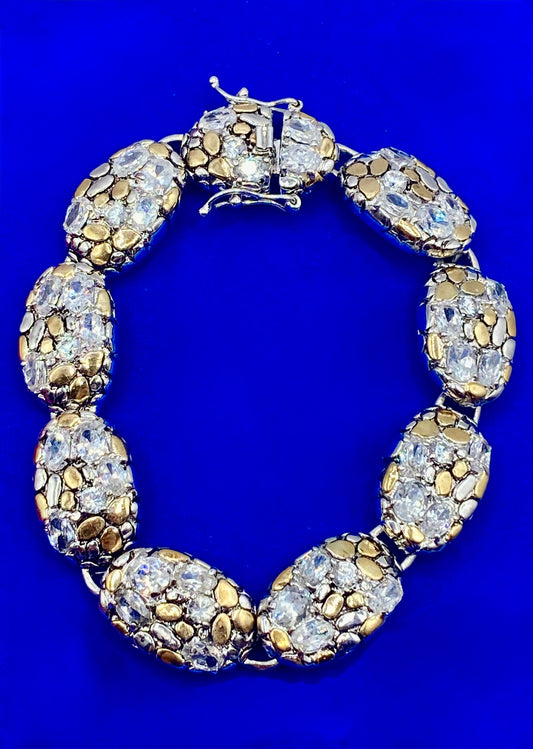 Silver Tone Glass Costume Tennis Bracelet