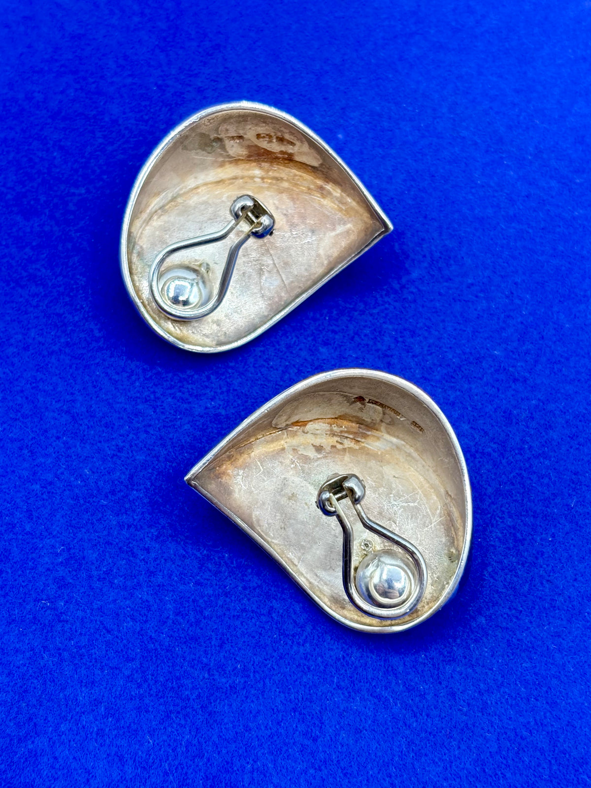 Vintage Sterling Silver Germany Modernist Clip Ons