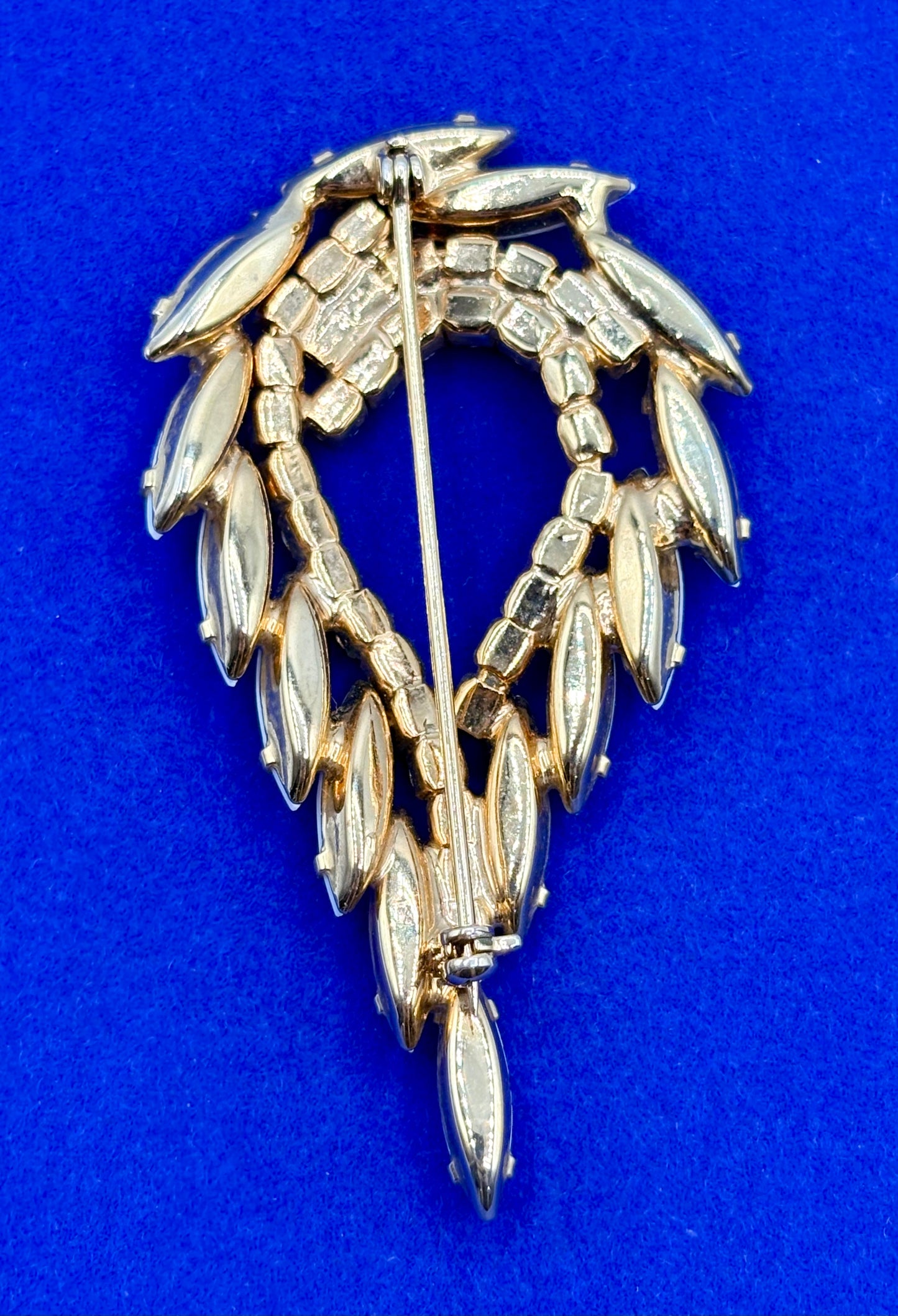 Vintage Prong Set Milk Glass Gold Tone Brooch