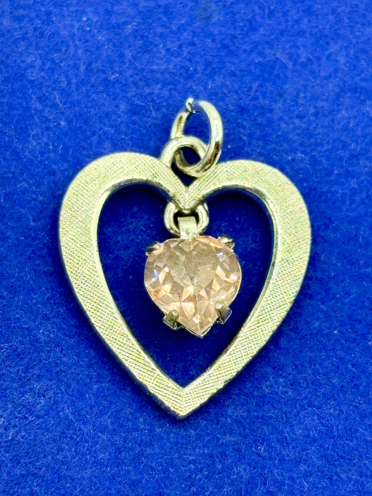 Vintage Sterling Silver Pink Glass Heart Charm