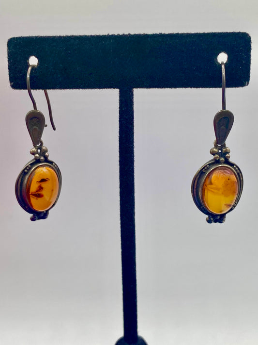 Baltic Amber Sterling Silver Dangle Earrings