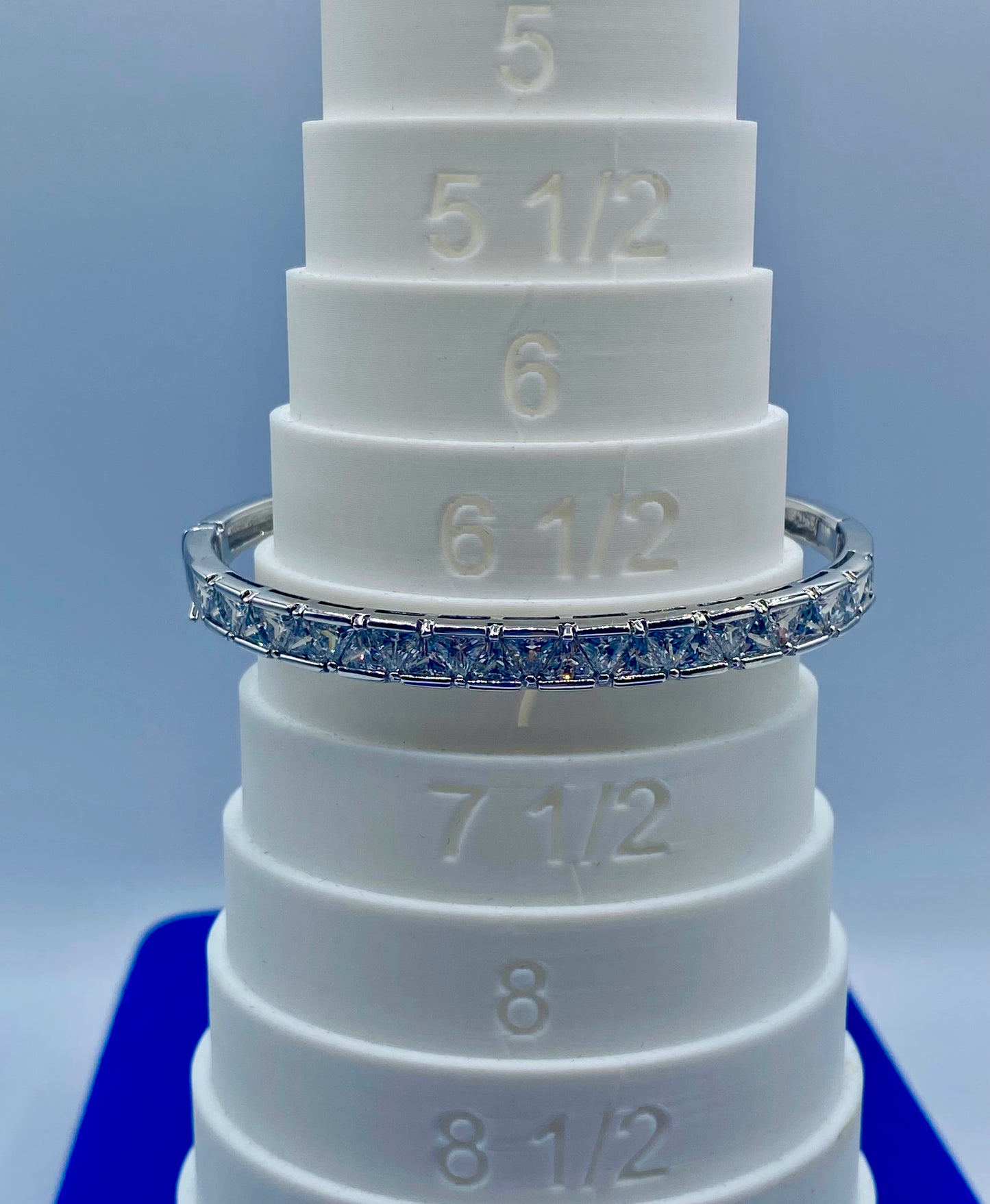 Sterling Silver Trillion Cut CZ Bangle Bracelet