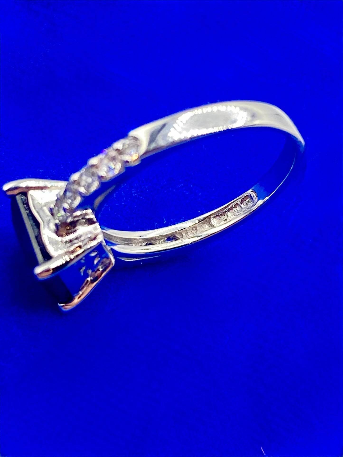 Sterling Silver Dark Blue Sapphire & CZ Ring