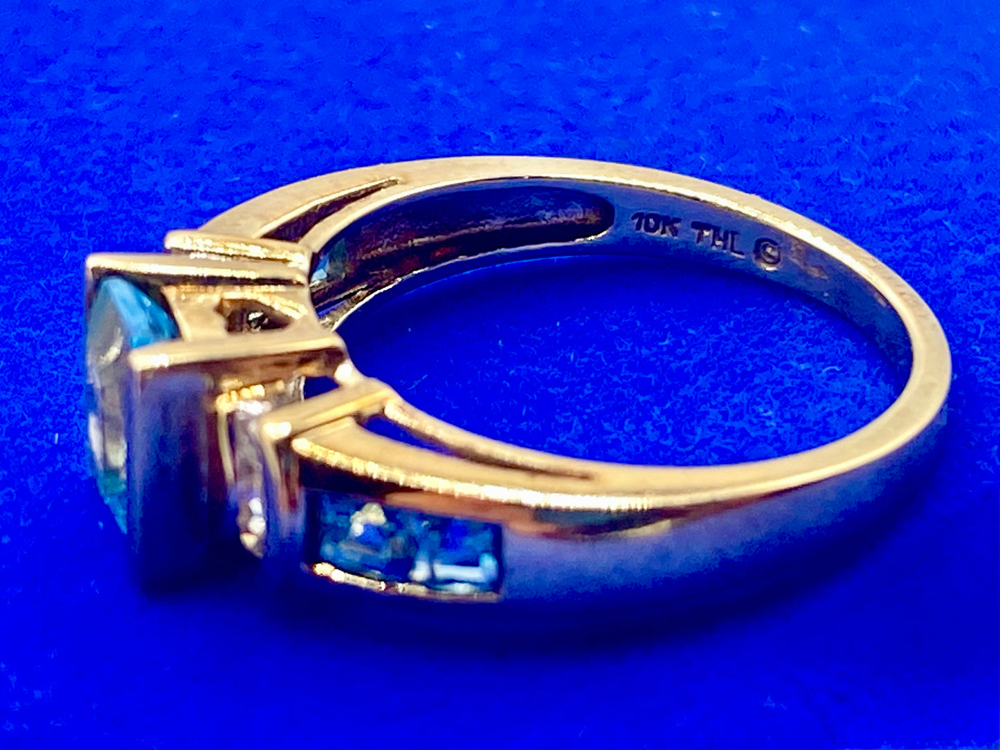 10K Gold Topaz & Diamond Ring