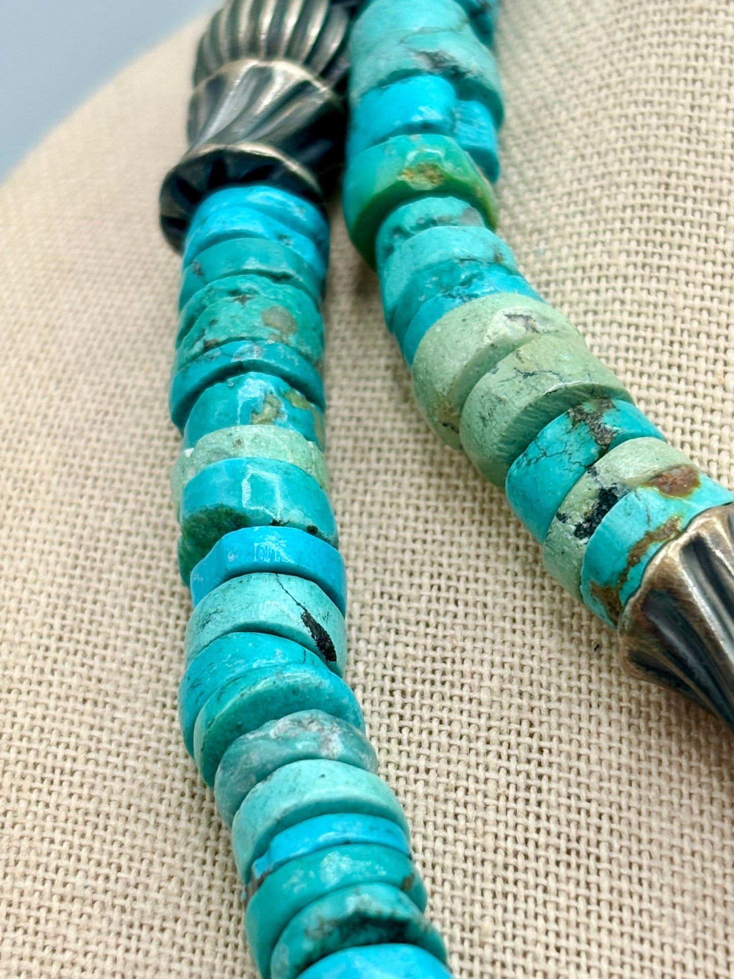 Sterling Silver Southwestern Turquoise Discs & Bead Necklace