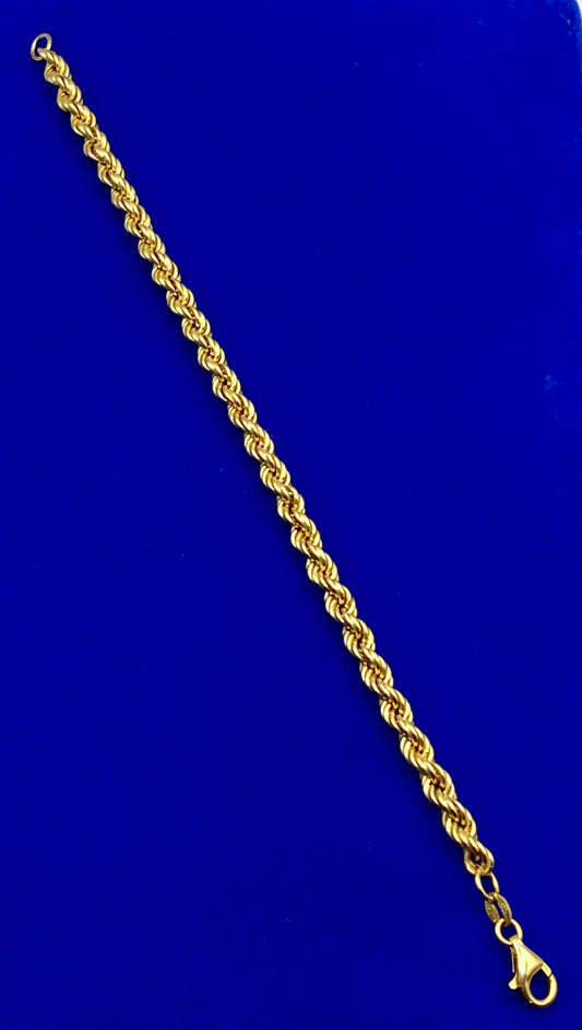Italian KA 1772 Vermeil Sterling Silver 925 Rope Bracelet
