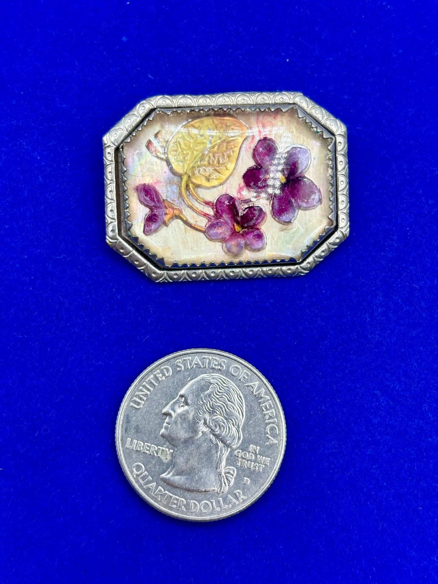 Vintage Floral Reverse Carved Intaglio Brooch