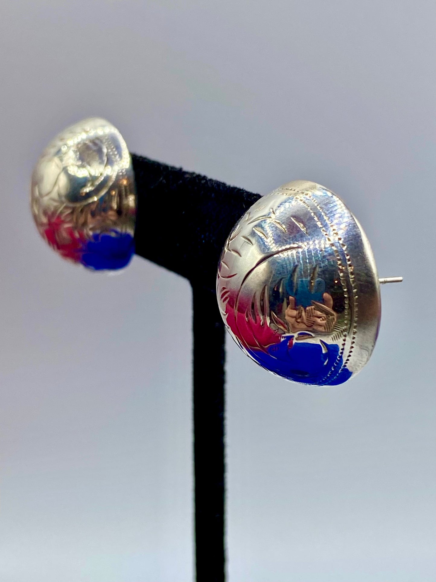 Sterling Silver Etched Hollow Earrings