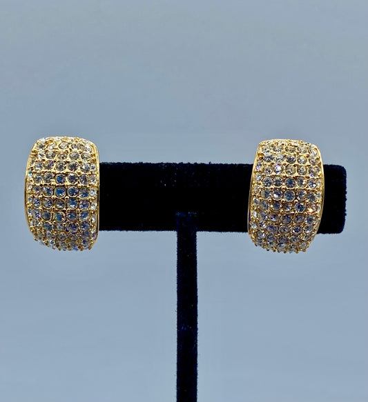 Vintage Roman Gold Tone Rhinestone Clip Ons