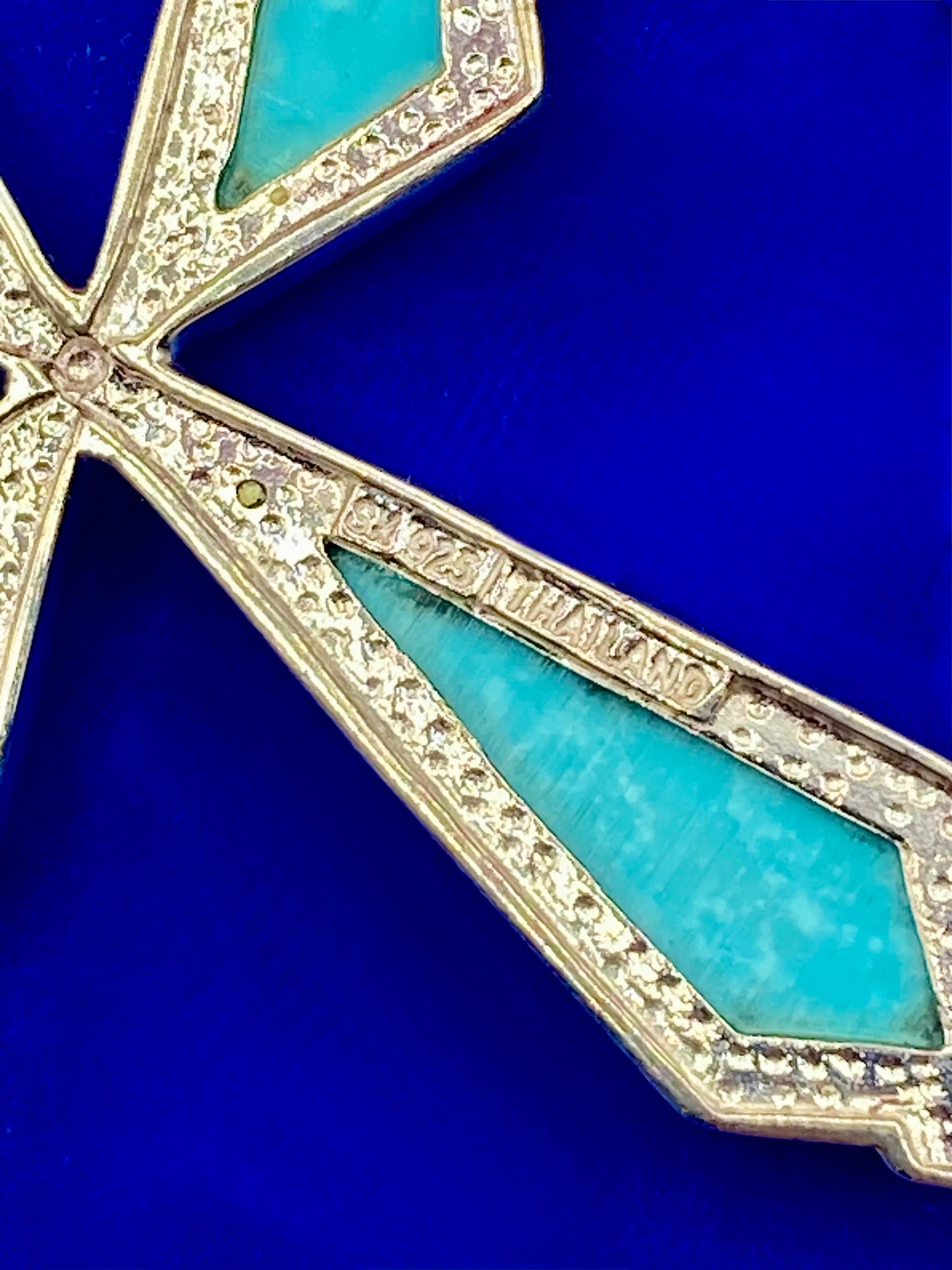 Sterling Silver SX Turquoise Cross Pendant