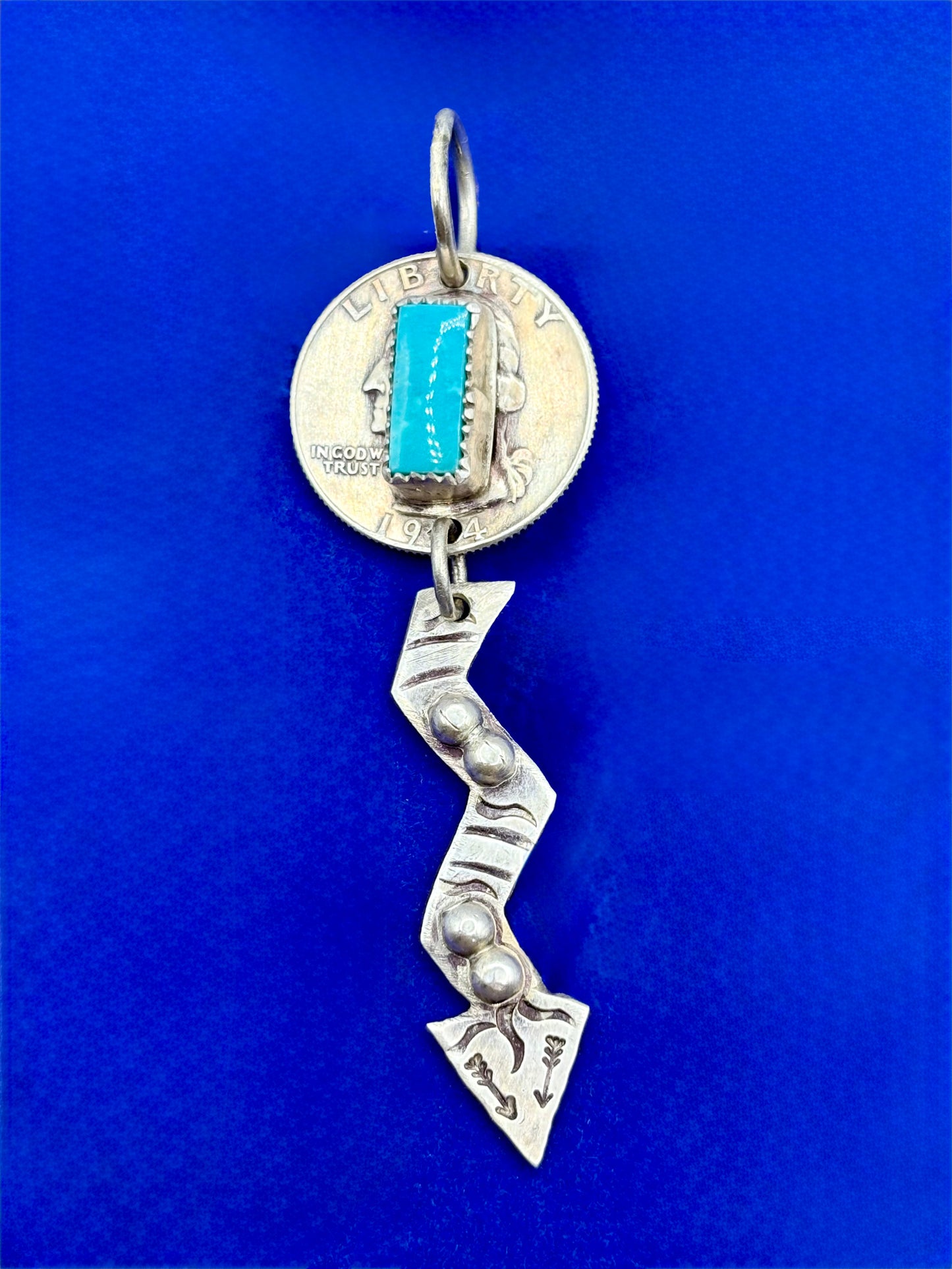 Sterling Silver Southwestern Turquoise & Liberty Quarter Pendant