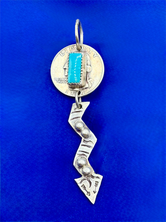 Sterling Silver Southwestern Turquoise & Liberty Quarter Pendant