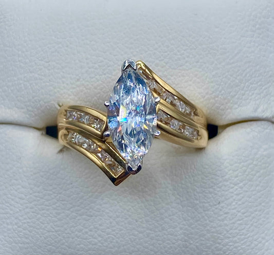 14K Gold Cubic Zirconia Cocktail Ring