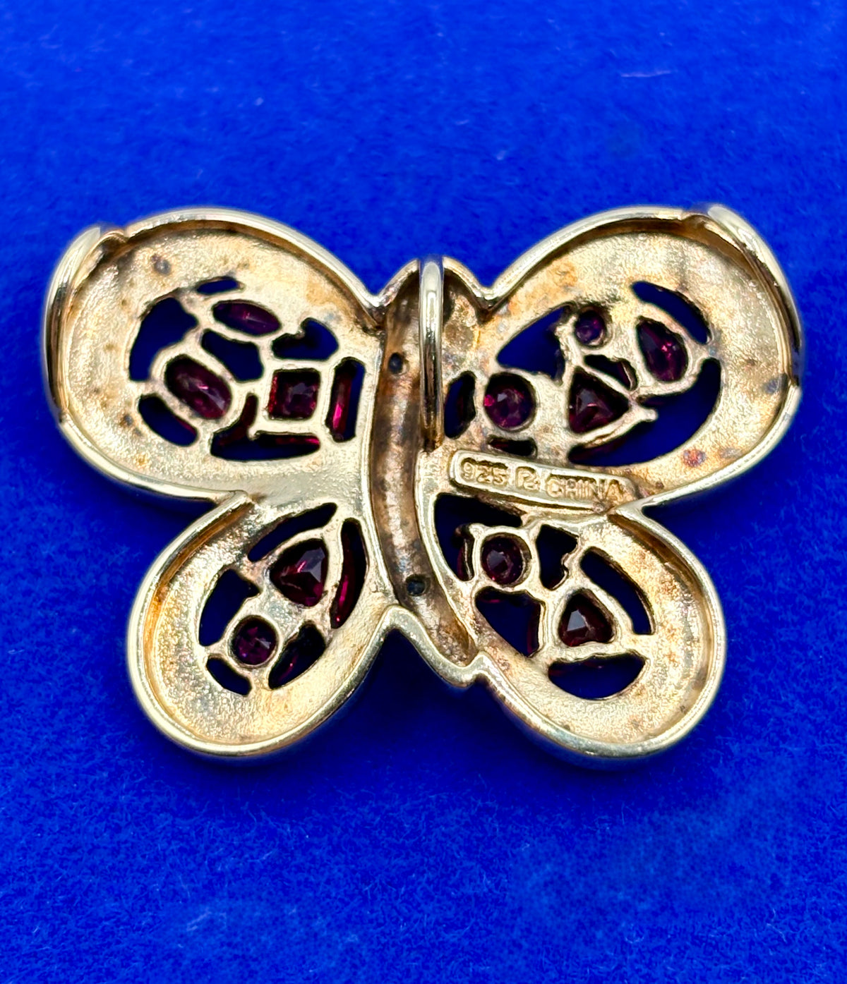 Sterling Silver Vermeil Ross Simons Lab Created Ruby Butterfly Pendant