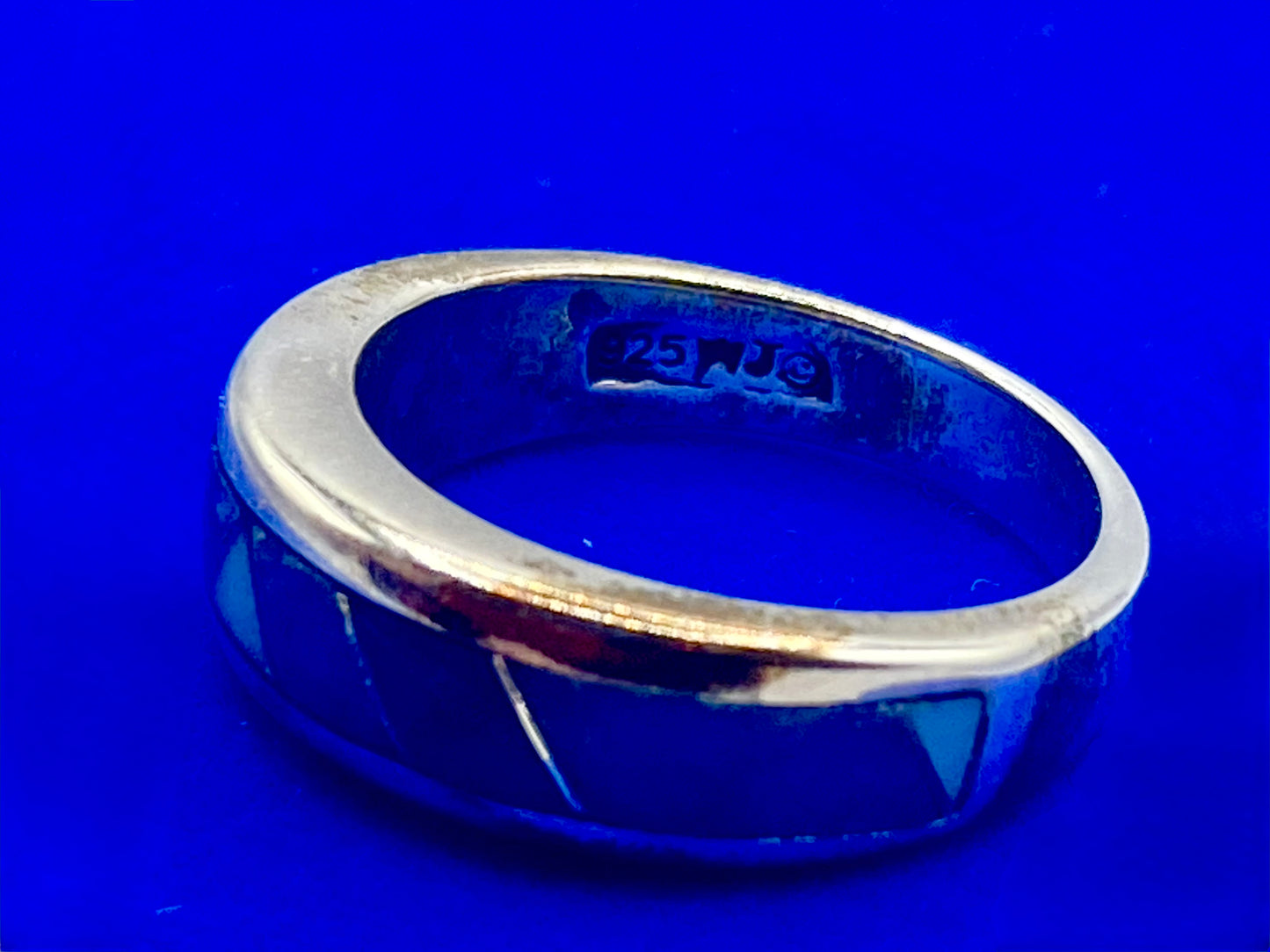 Sterling Silver Waldeck Johnson Turquoise & Lapis Inlay Band Ring